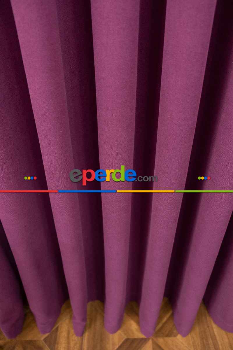 Salon - Vişne Rengi Düz Fon Perde Dökümlü En 