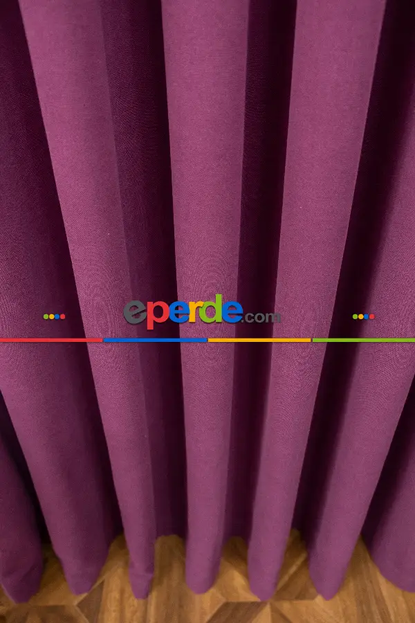 Salon - Vişne Rengi Düz Fon Perde Dökümlü En 