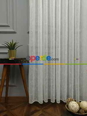 Ekru Elit Şantuk Düz Tül Perde Özel Seri - Ütü İstemez