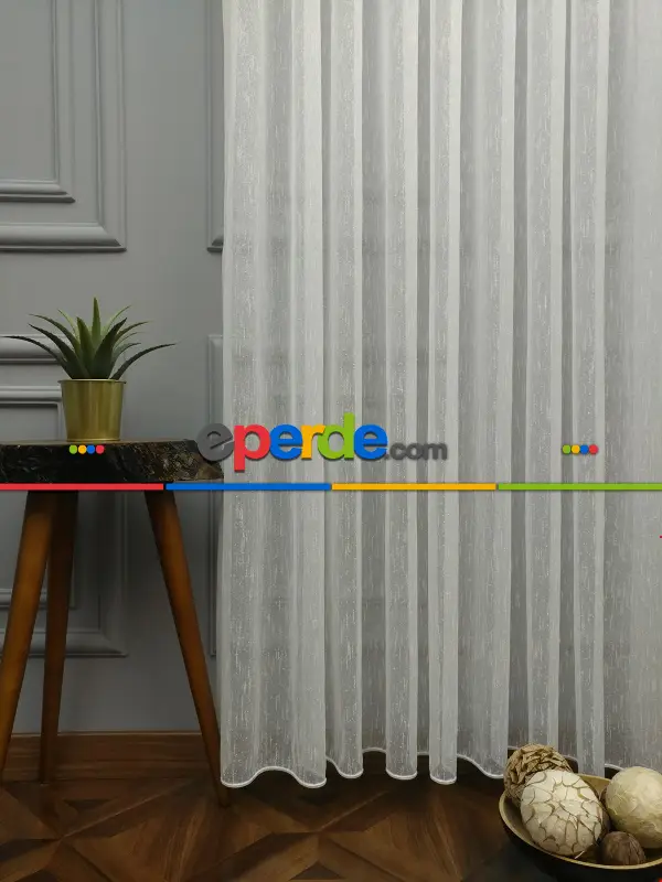 Ekru Elit Şantuk Düz Tül Perde Özel Seri - Ütü İstemez