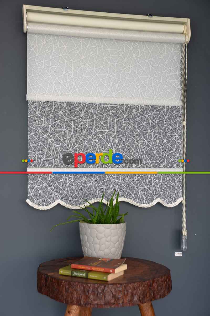 Halim Perdesan Dacuz-205 Beyaz Renk Etekli Veya Eteksiz Çift Mekanizmalı Tül Stor Perde