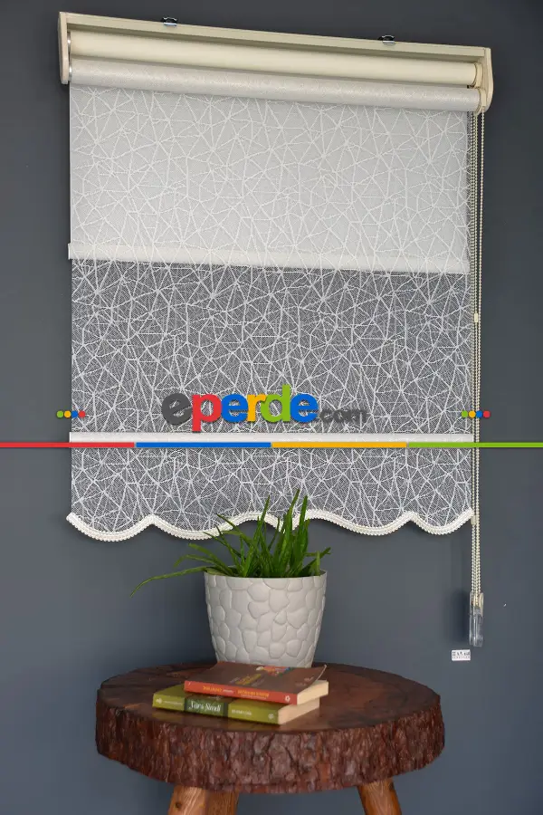 Halim Perdesan Dacuz-205 Beyaz Renk Etekli Veya Eteksiz Çift Mekanizmalı Tül Stor Perde