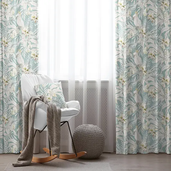 Oturma Odası Fon Perde Evim1529 Kumaşı Kalındır Duck Bezi Değildir- Mavi-beyaz