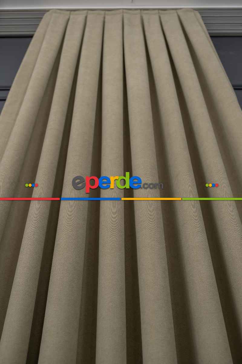 Taş Rengi Düz Fon Perde En Dökümlü Fon Perde