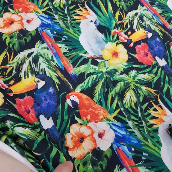 Tropikal Desenli Fon Perde K498 T - Kumaşı Kalındır Duck Bezi Değildir.- Yeşil-Çok Renkli