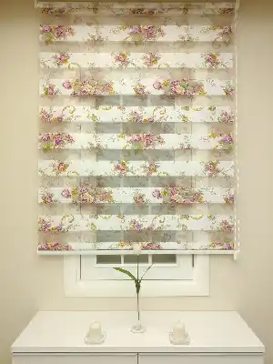Zebra Perde - Çiçek Baskılı Çocuk Ve Genç Odası- Lila Açık Lila