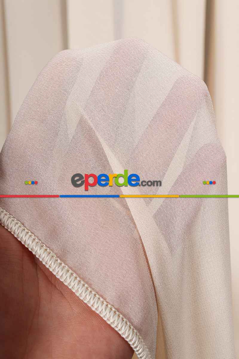 Yatak Odası - Krep Altın Düz Tül Perde