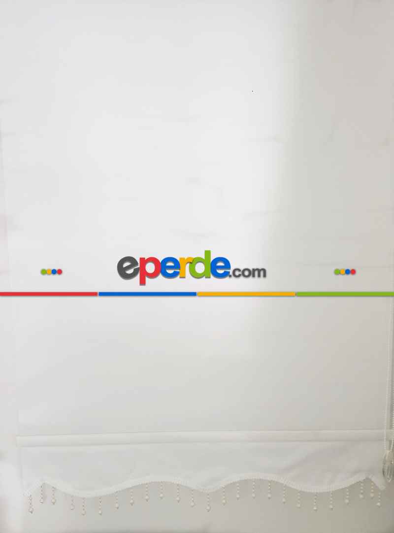 Brillant Böğürtlen Boncuklu Stor Perde- Beyaz-krem-ekru