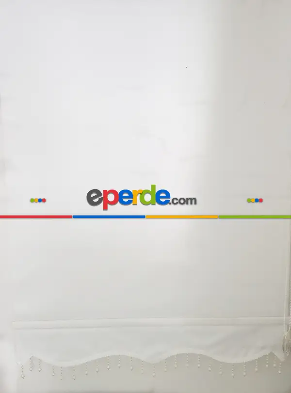 Brillant Böğürtlen Boncuklu Stor Perde- Beyaz-krem-ekru