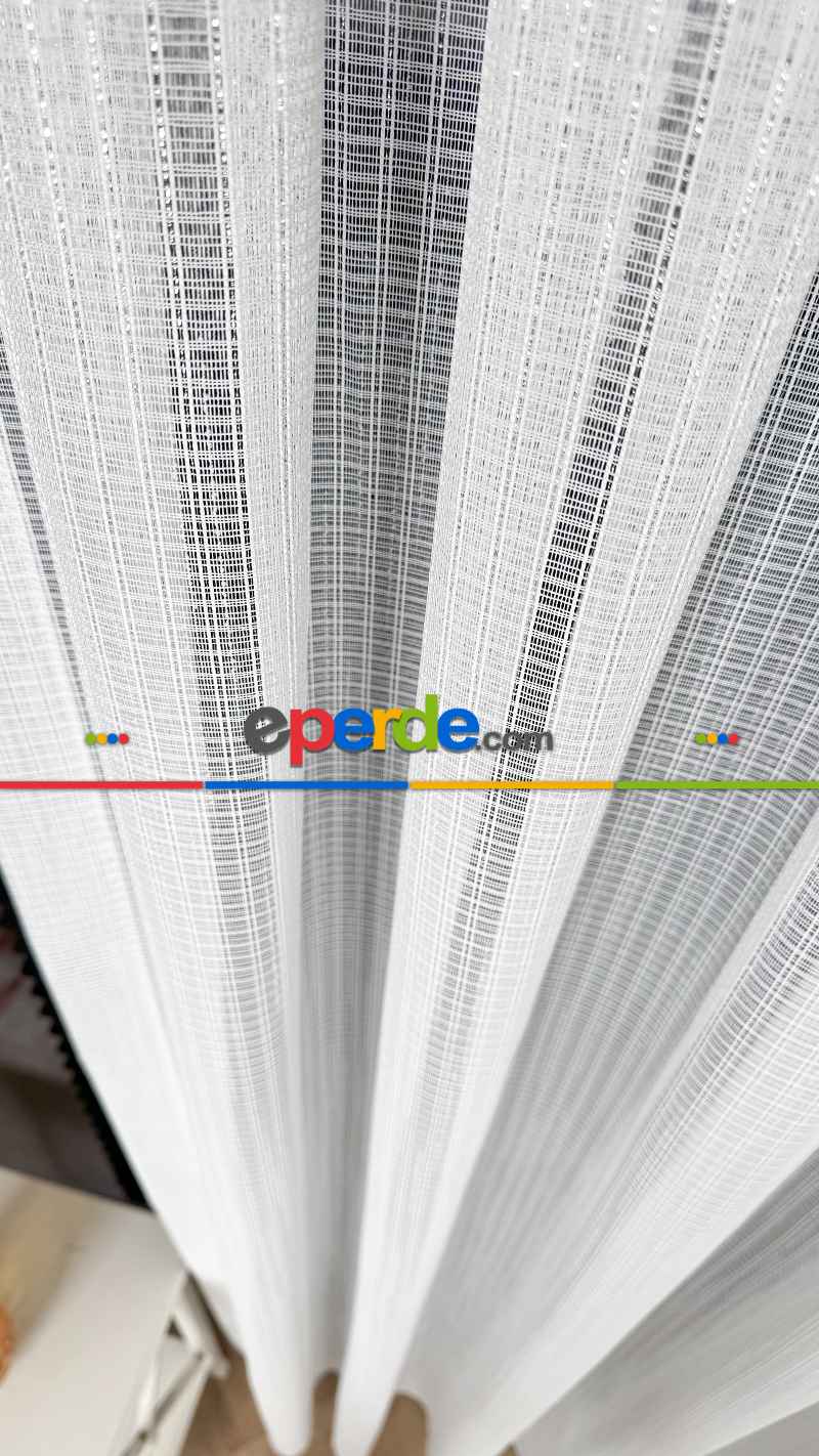 Simli Çizgili Modern Zarif Düz Tül Perde Mira Tül