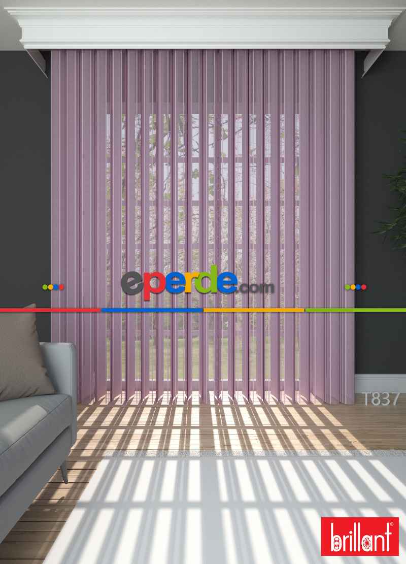 Brillant Akıllı Tül Perde Gül Kurusu Renkli Tül Dikey Zebra Perde Düz 1. Kalite