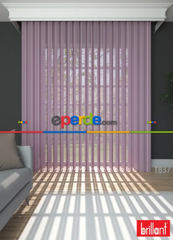 Yatak Odası - Brillant Akıllı Tül Perde Gül Kurusu Renkli Tül Dikey Zebra Perde Düz 1. Kalite