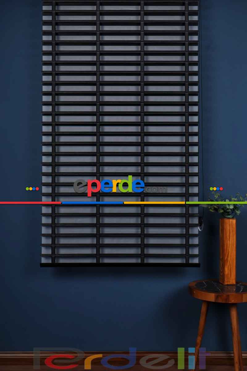 Siyah 50mm Silüet Kumaş Jaluzi Perde