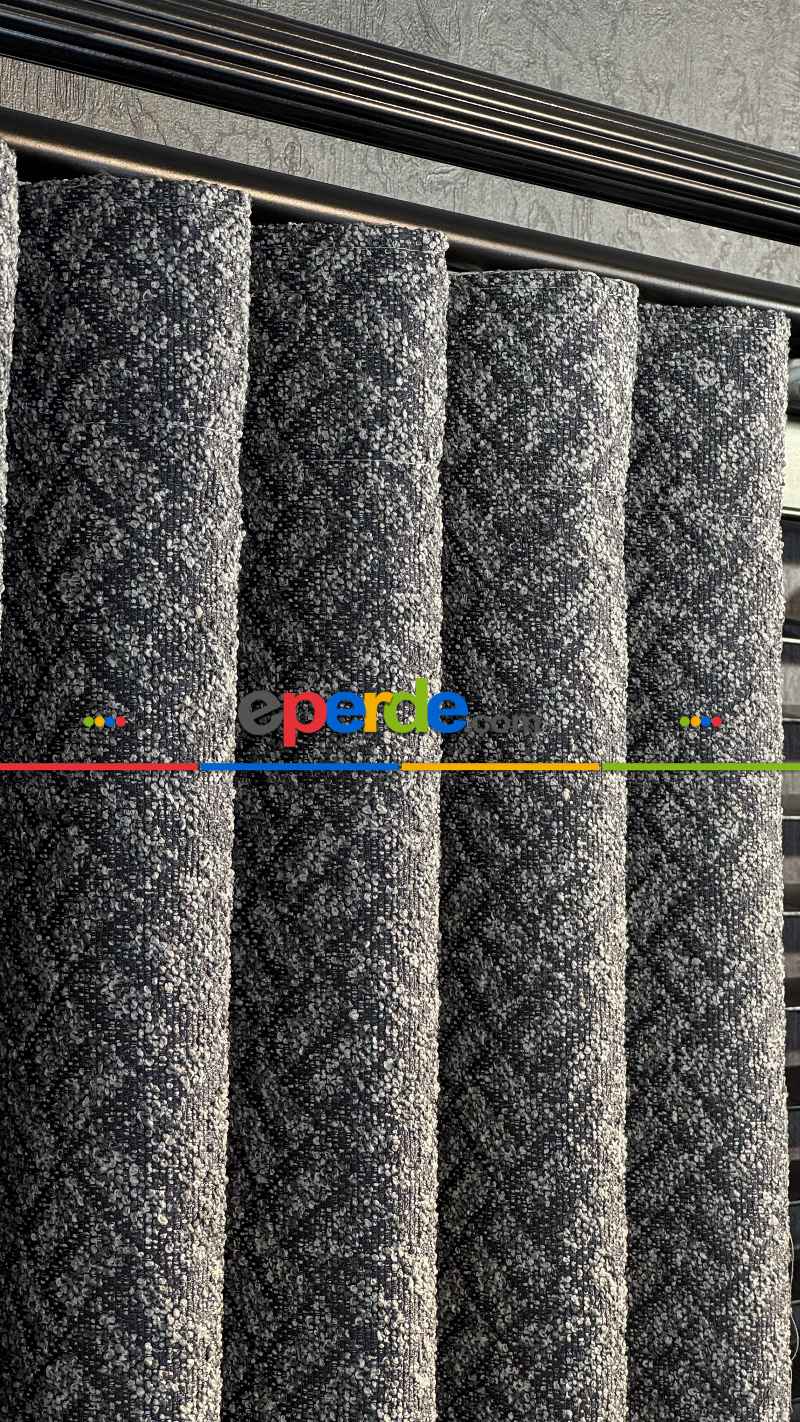 Gri Premium Jakar Dokuma Fon Perde