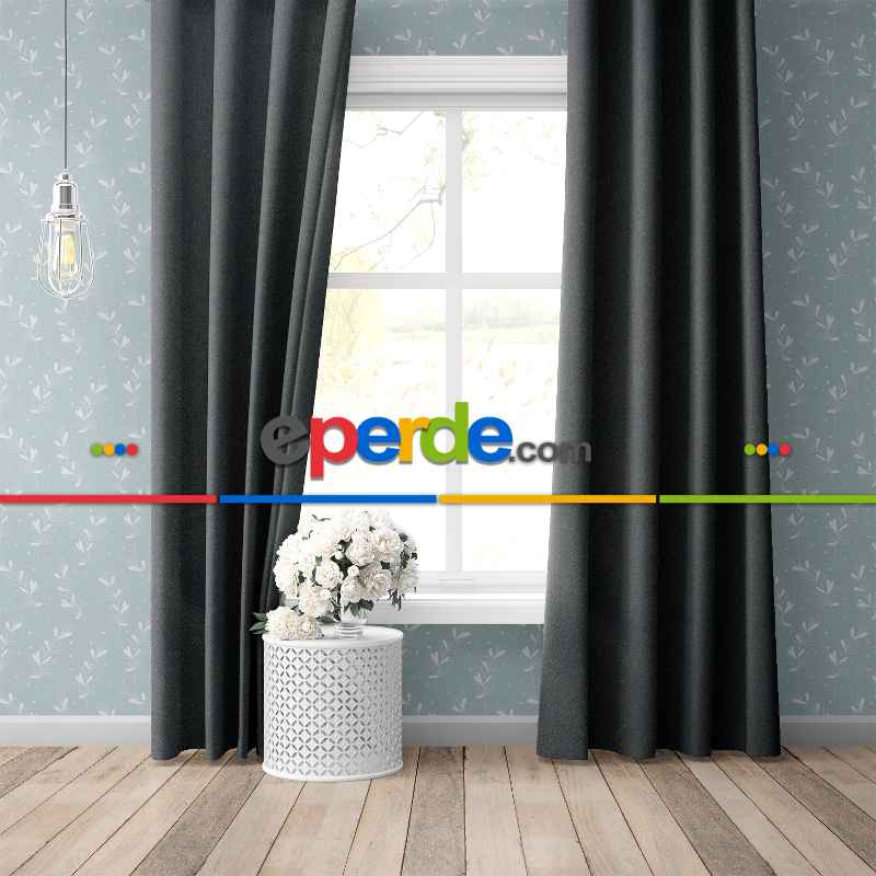 Blackout Karartma Tek Kanat Fon Perde Koyu Gri