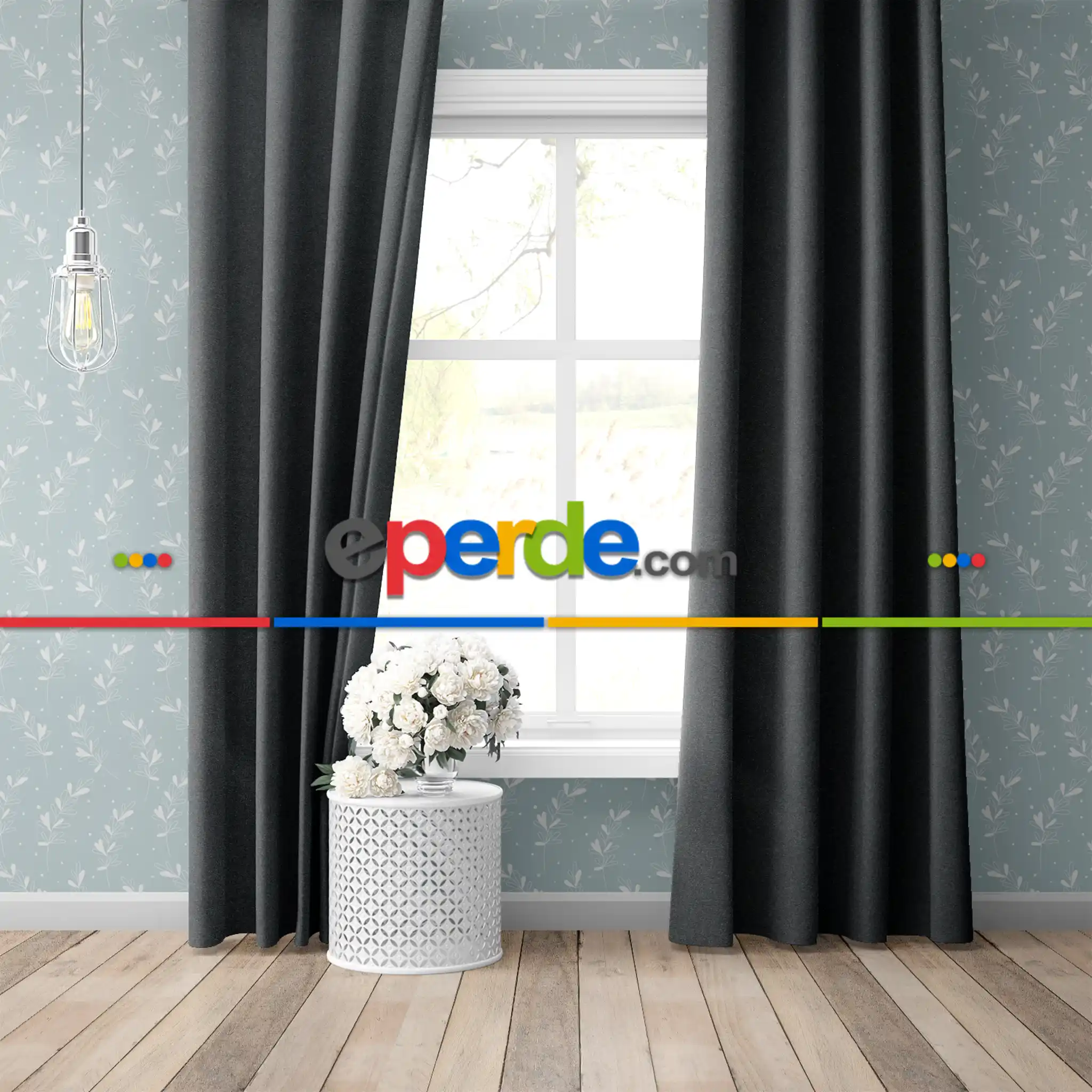 Oturma Odası - Blackout Karartma Tek Kanat Fon Perde Koyu Gri