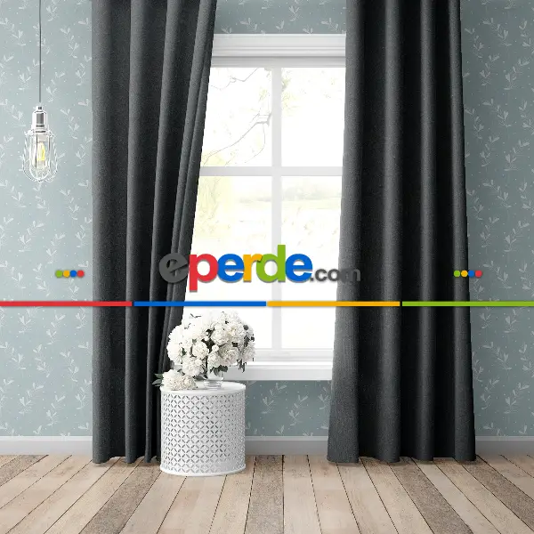 Yatak Odası - Blackout Karartma Tek Kanat Fon Perde Koyu Gri