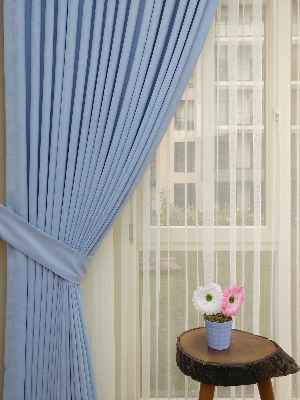 Mavi Düz Sade Fon Perde Dökümlü (  Dökümlü Fon )- Mavi Açık