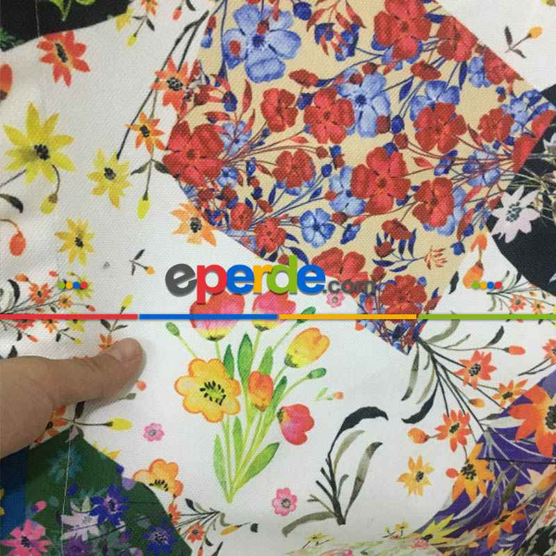 Patcwork Desenli Fon Perde Evm1118 Kumaşı Kalındır Duck Bezi Değildir-  Çok Renkli 2