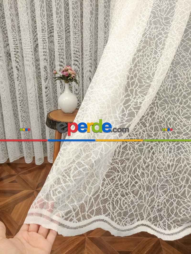 Spor Desen Fransız Dantel Tül Perde 562- Ekru