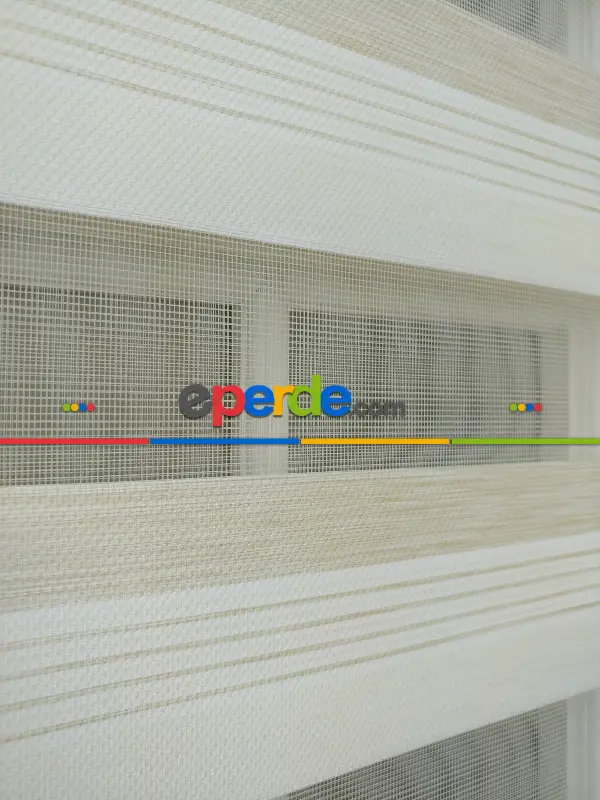 Ekru - Koyu Krem Zebra Perde Zarif Bambu 2021- Krem Koyu-ekru