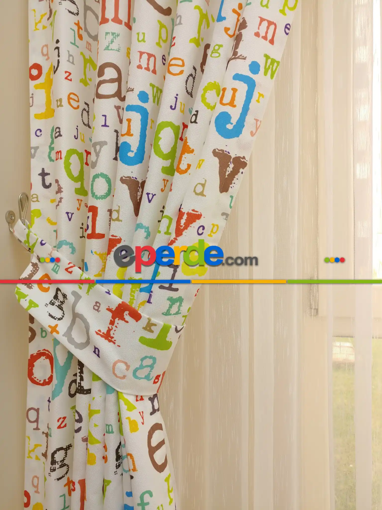 Harf Desen Kız & Erkek Çocuk Odası Fon Perde Gri-füme-antrasit-sarı-kiremit Rengi-mint-pudra-kahve-hardal-fıstık Yeşili