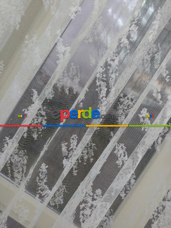 Salon Yatak Odası Spor Serpme Desenli Dantel 2021 Tül Perde- Ekru