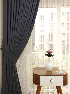 Koyu Gri - Düz Fon Perde (  Dökümlü Fon Perde)- Gri Koyu