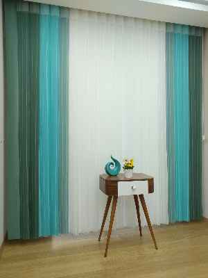 Salon - Çizgili Tül Dikey Zebra Perde - Ft27 Çağla Yeşili- Ft26 Turkuaz- Ft25 Mint Yeşili- Ft02 Ekru- Yeşil