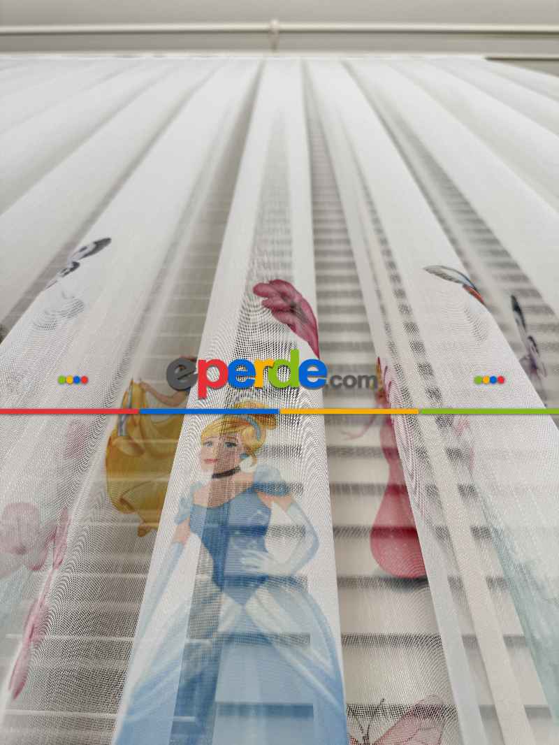 Disney Prenses Karakterleri Baskılı Tül Perde, Çocuk-bebek Odası, Premium Seri