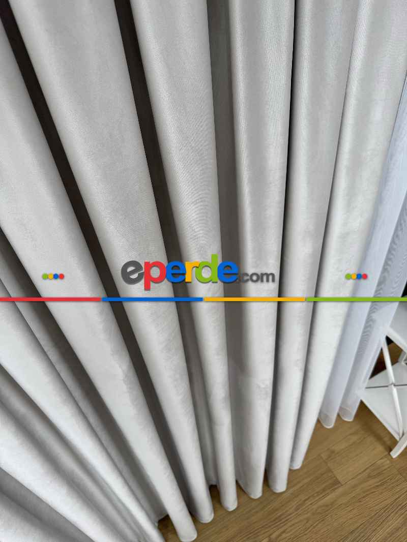 Açık Gri İthal Kadife Fon Perde, Premium Kalite Serisi Kadife Fon Perde