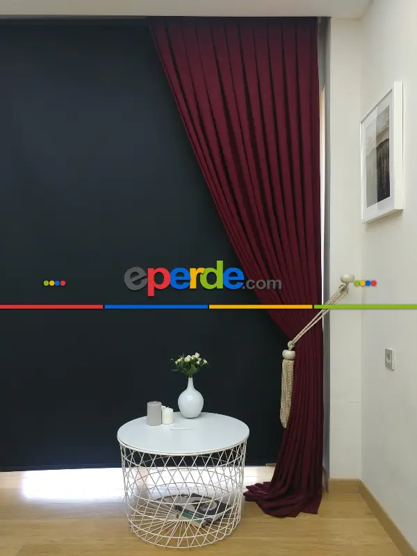 Düz Renk Dökümlü Fon Perde (150)- Bordo