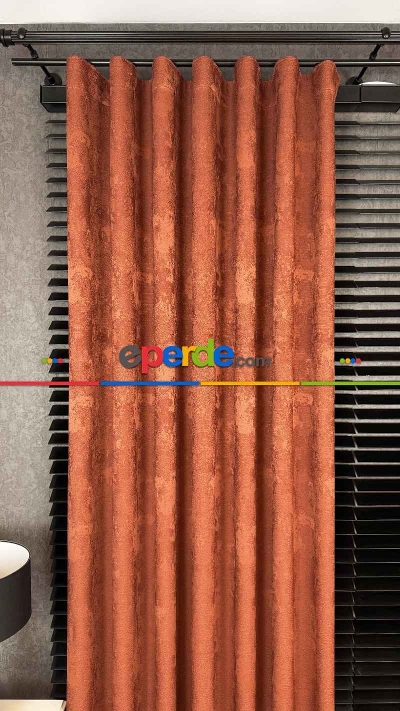 Kiremit Premium Jakar Dokuma Fon Perde, 33 Renk