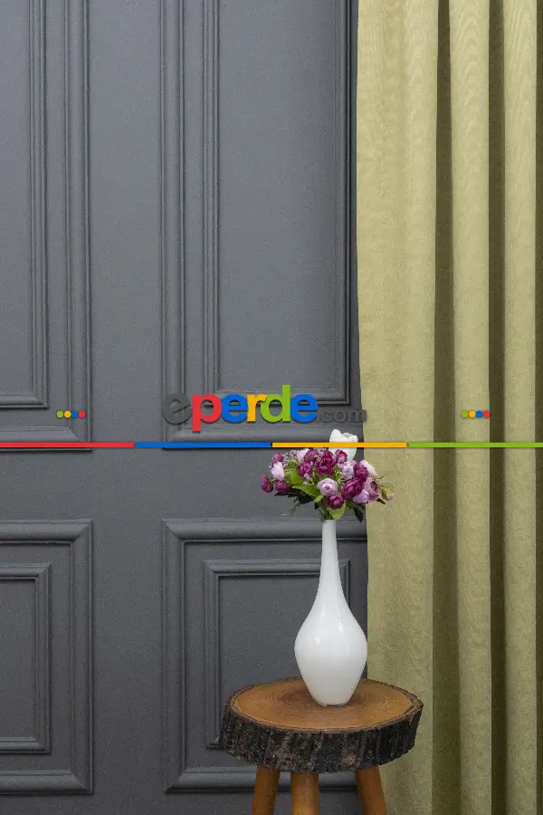 Su Yeşili Rengi Düz Fon Perde En Dökümlü Fon Perde