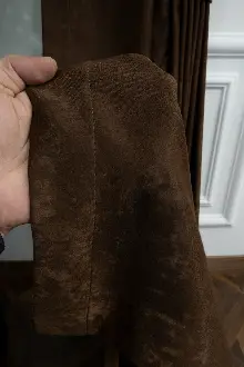 Salon - Soft Kahve Fon Perde Dökümlü En - Kahve Koyu