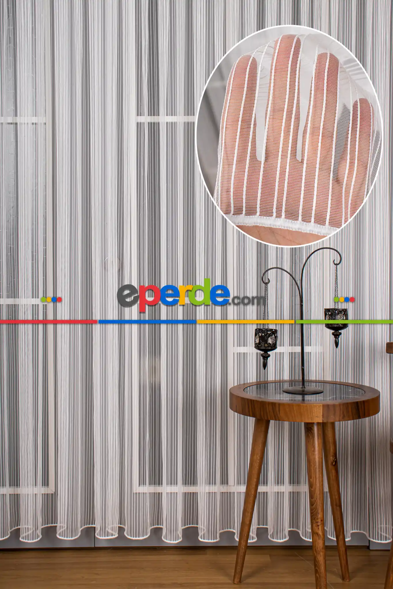 Salon Tül Perde - Fırsat !!! Birinci Kalite Çizgili Tül (gramajı Yüksek ) Ekru Renk Kırık Beyaz- Ekru