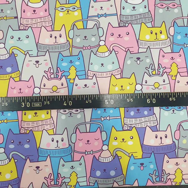 Kedi Resimli Fon Perde Evm405 -h- Kumaşı Kalındır Duck Bezi Değildir.- Yeşil-Mavi-Kırmızı-Pembe-Çok Renkli