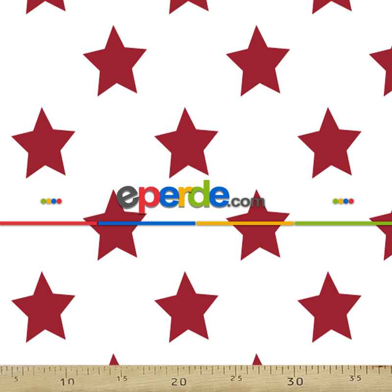 Bebek Odası Fon - Yıldız Desenli Fon Perde Evm408-3 Kumaşı Kalındır Duck Bezi Değildir- Beyaz