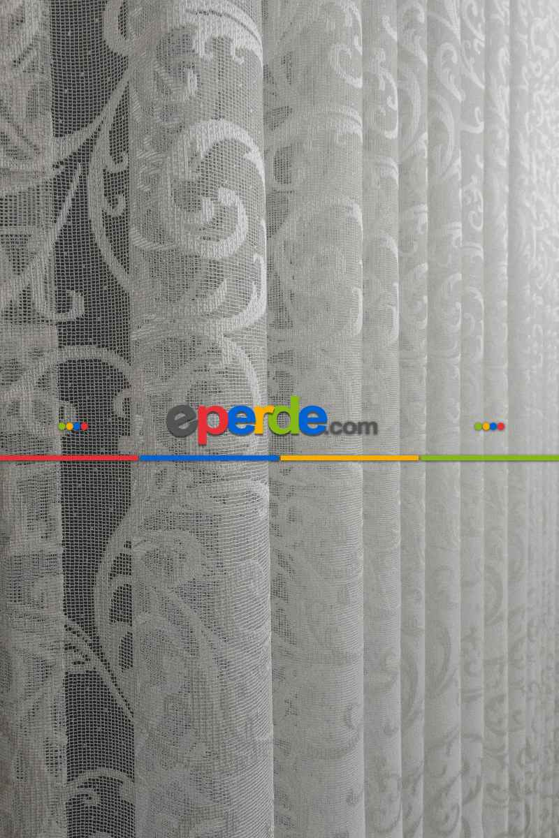 Şal Ve Sarmaşık Desenli Örme Tül Fransız Danteli