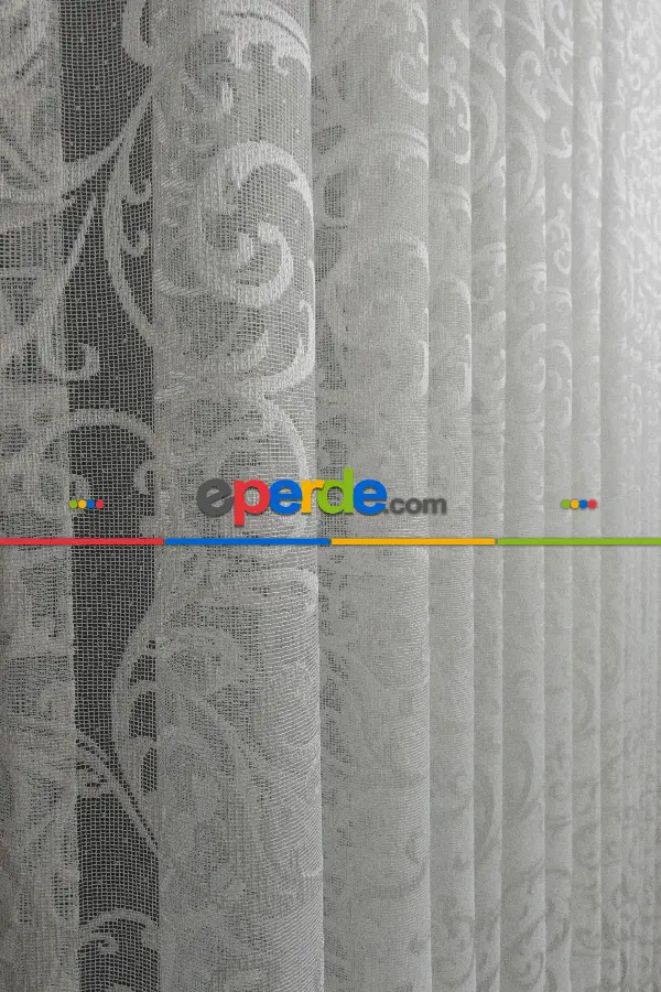 mutfak - Şal Ve Sarmaşık Desenli Örme Tül Fransız Danteli