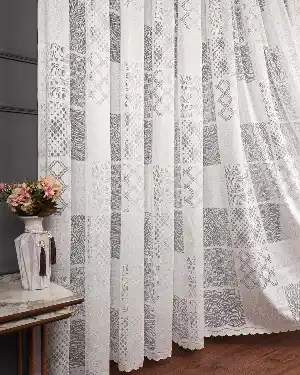 Tül Perde - Desenli Tül - Örme Tül - Patchwork Desen