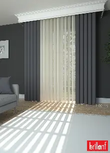 Brillant Akıllı Tül Perde Füme Renkli Tül Dikey Zebra Perde Düz 1. Kalite