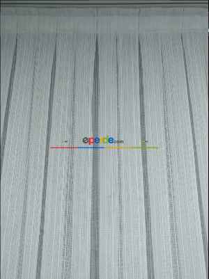 Yeni Sezon Simli Çizgili Tül Perde- Ekru - Kurşunlu Tül