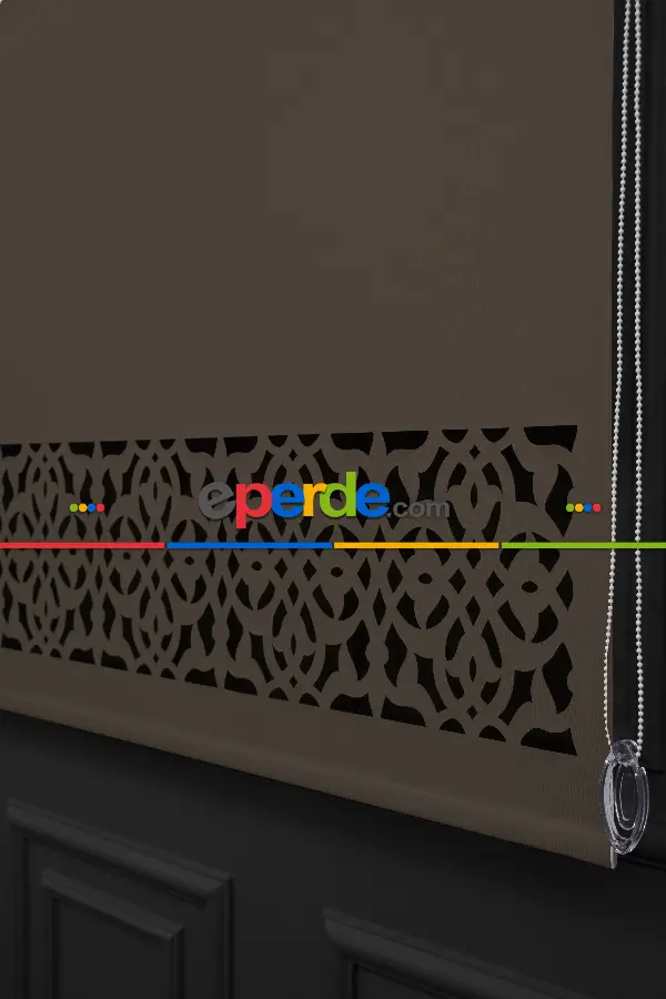 Salon Stor - Kahverengi Renk Lazer Kesim Mat Stor Perde (ister Düz - İster Lazer Kesimli Satın Alın)