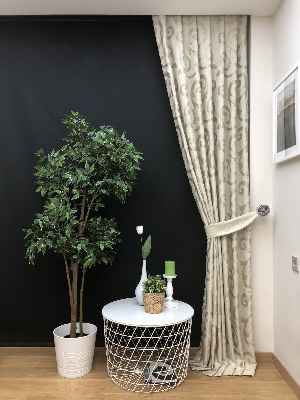 Salon Perdesi - Krem Şal Desenli Jakar Fon Perde (geniş En:280 Kumaş)- Krem