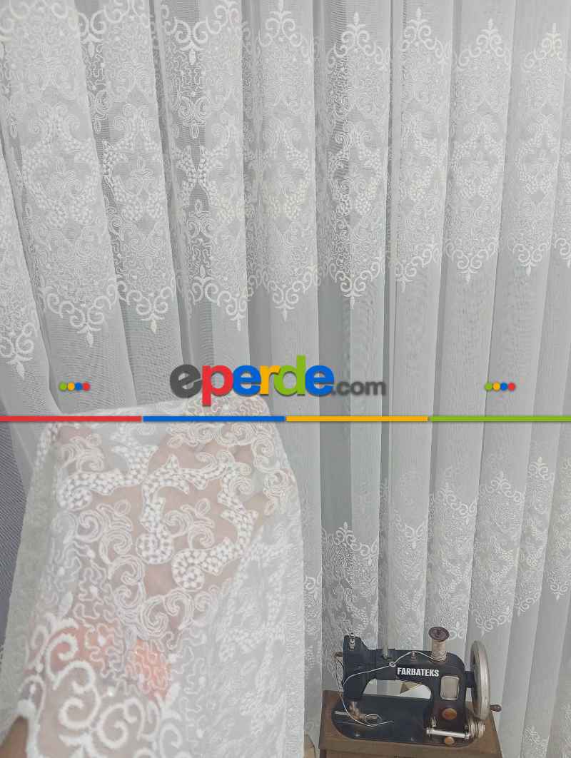 Yatak Odası Tül - Hürrem Model Tasarım Ara Nakışlı Salon Tül Perdesi