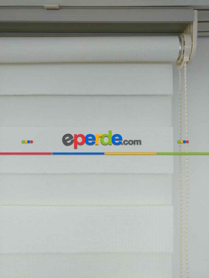 Zebra Perde- Ekru Renk Bambu Zebra Perde (kalın Zeminli)- Ekru