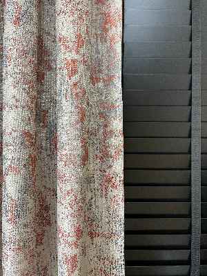 Patine Desenli Bej Kiremit Desenli Jakar Fon Perde (285 En)- Gri-füme-antrasit-kiremit Rengi