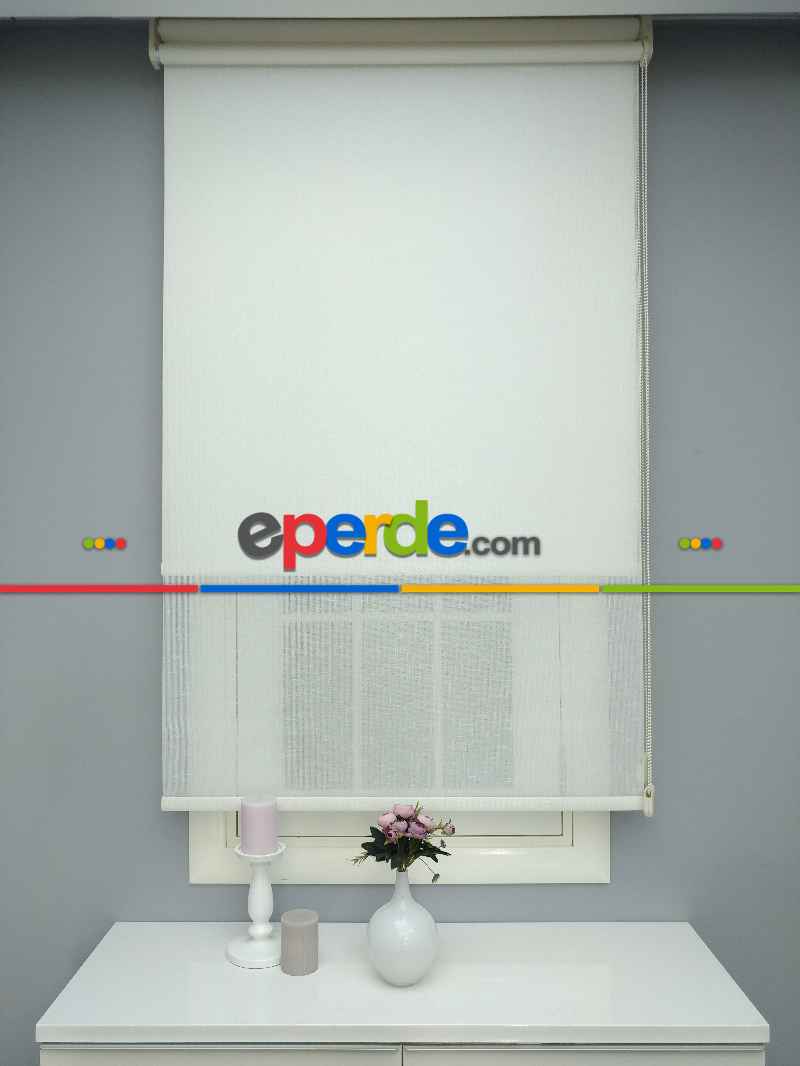 Çiftli Sistem Naturel Keten Tül Stor- Ekru