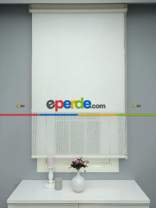 Çiftli Sistem Naturel Keten Tül Stor- Ekru